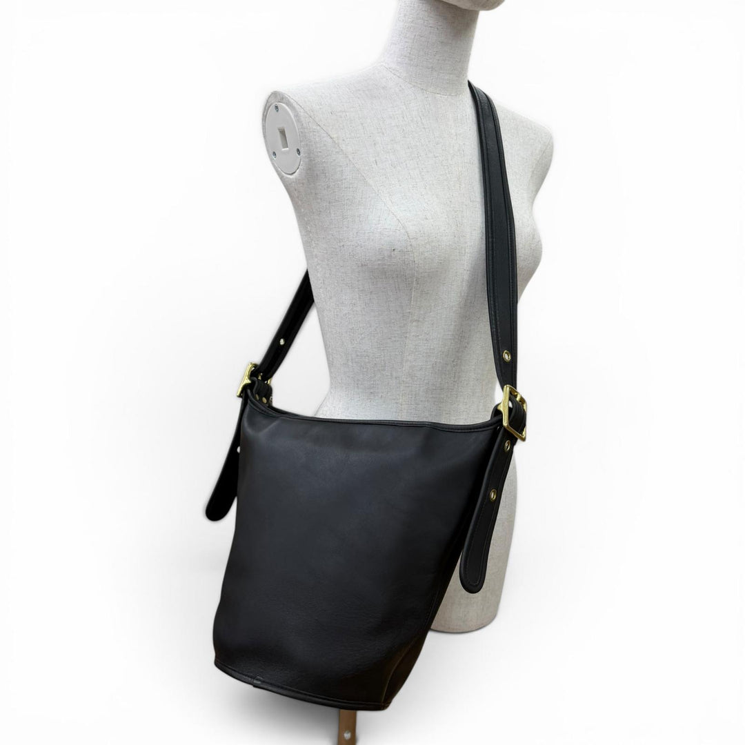 Excellent COACH Shoulder Bag Old coach black Glove leather Women 9953