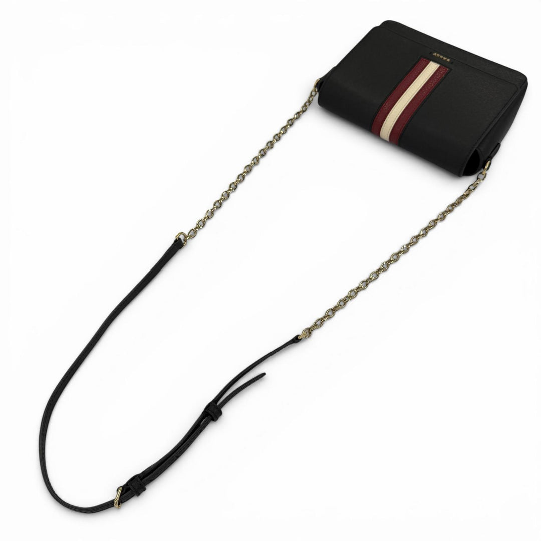 Excellent BALLY Shoulder Bag Seliah Logo Metal Leather Chain black leather Women
