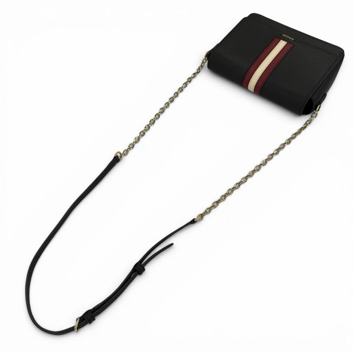 Excellent BALLY Shoulder Bag Seliah Logo Metal Leather Chain black leather Women