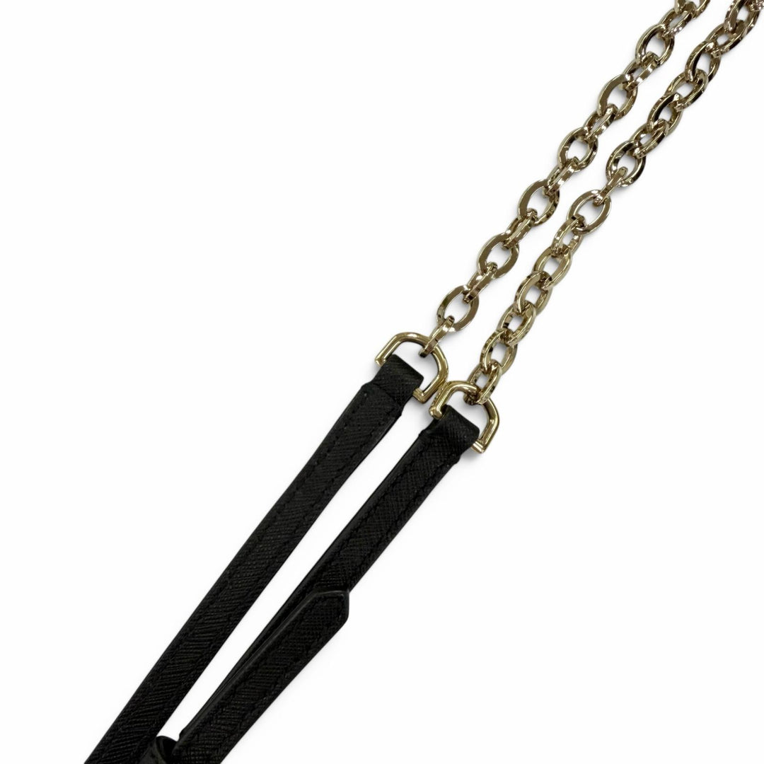 Excellent BALLY Shoulder Bag Seliah Logo Metal Leather Chain black leather Women