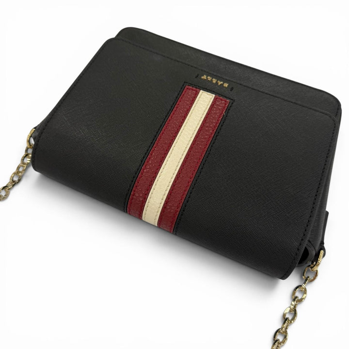 Excellent BALLY Shoulder Bag Seliah Logo Metal Leather Chain black leather Women