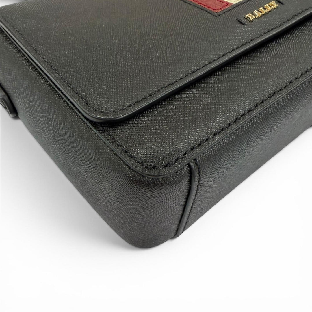 Excellent BALLY Shoulder Bag Seliah Logo Metal Leather Chain black leather Women