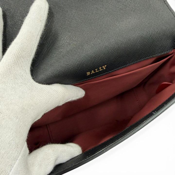 Excellent BALLY Shoulder Bag Seliah Logo Metal Leather Chain black leather Women