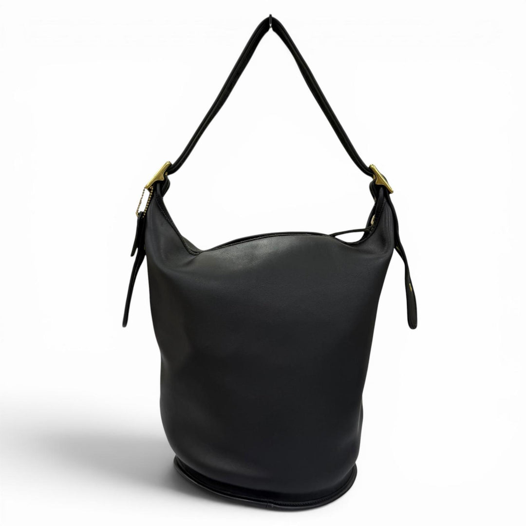 Great COACH Shoulder Bag Old Coach Glove Leather Bucket Handbag black Women 9085