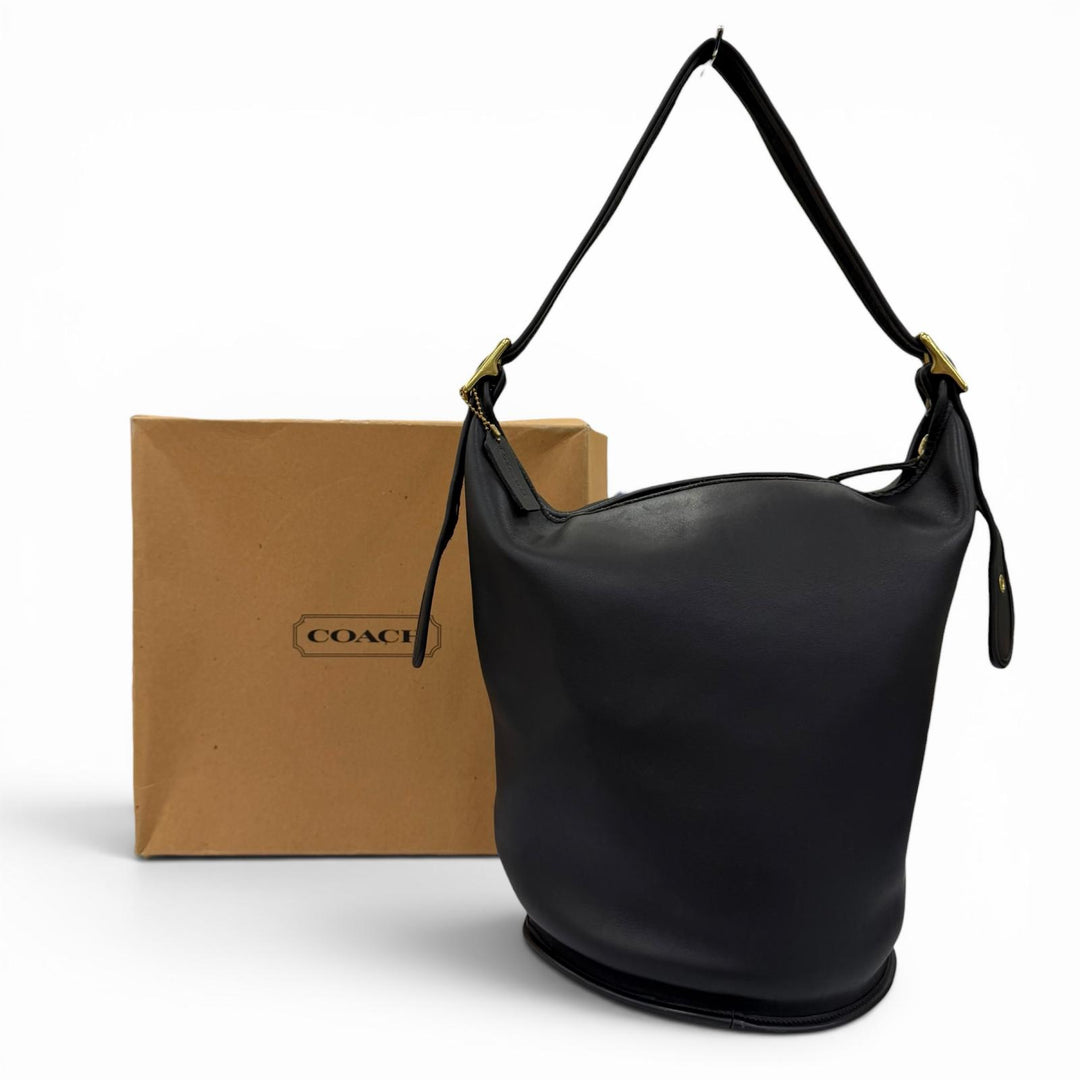 Great COACH Shoulder Bag Old Coach Glove Leather Bucket Handbag black Women 9085