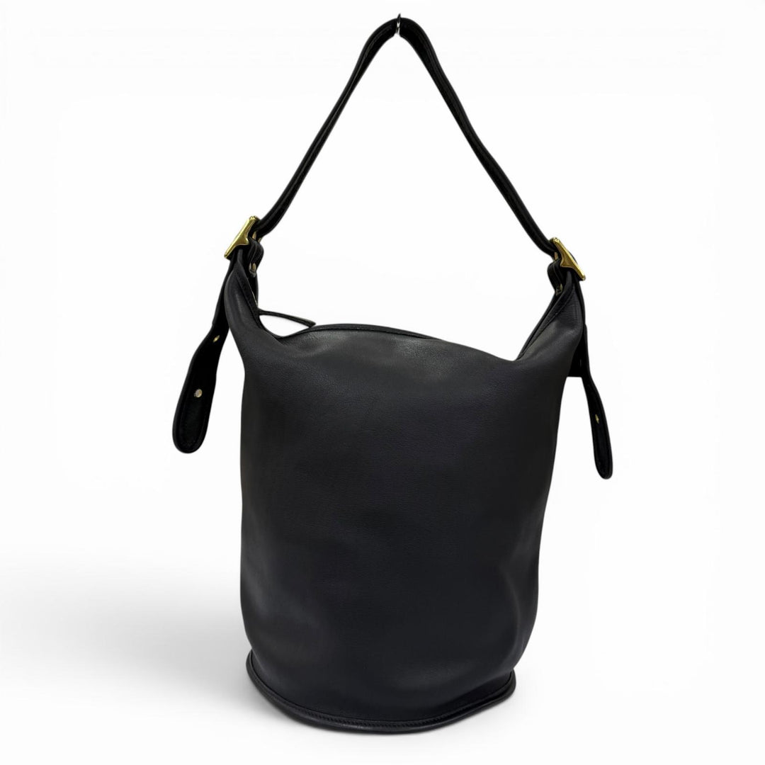 Great COACH Shoulder Bag Old Coach Glove Leather Bucket Handbag black Women 9085