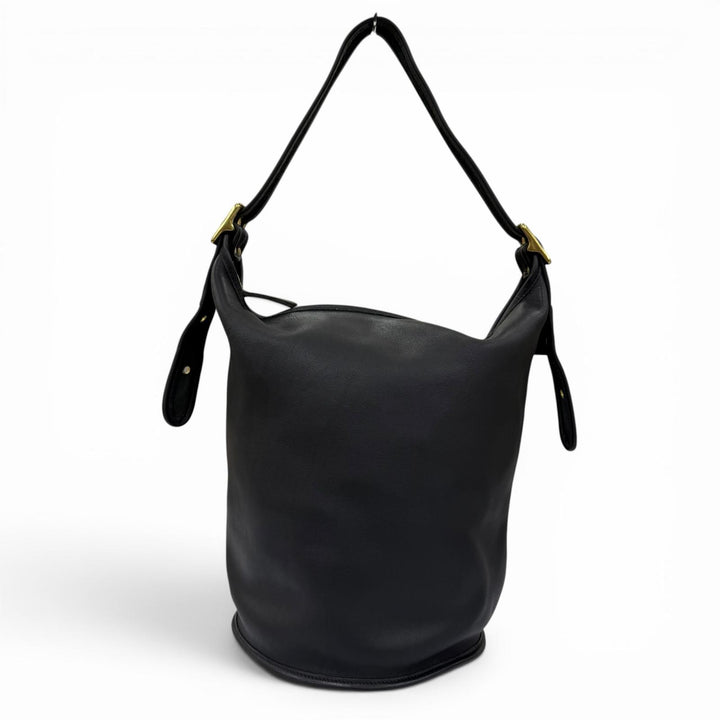 Great COACH Shoulder Bag Old Coach Glove Leather Bucket Handbag black Women 9085