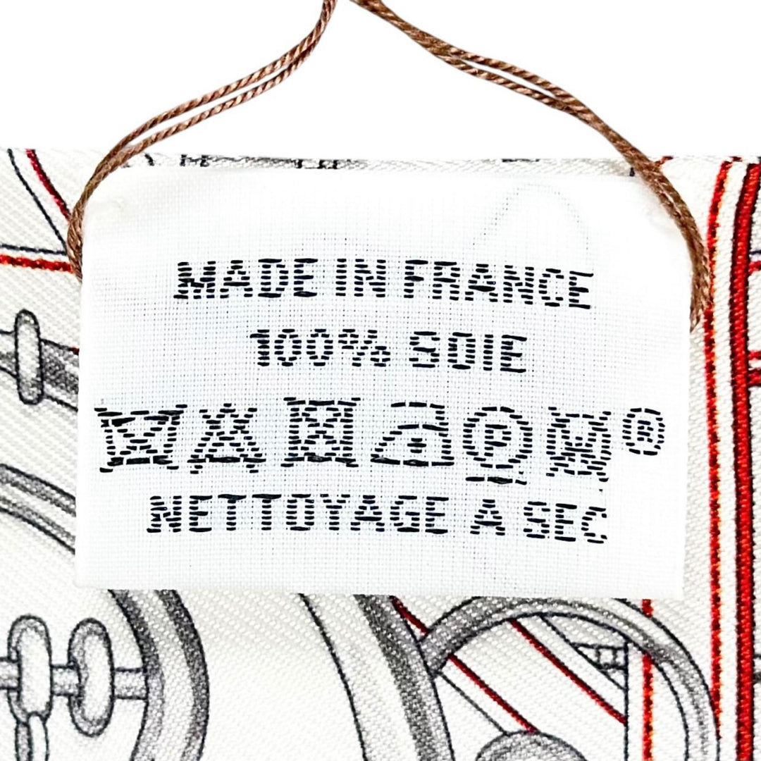 Pristine HERMES scarf Twilly Legendary Harness white silk Women