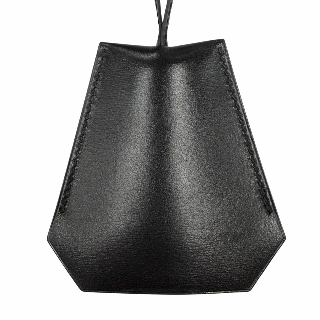Excellent HERMES Necklace Margiela period leather clochette black Women