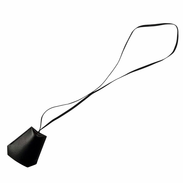 Excellent HERMES Necklace Margiela period leather clochette black Women