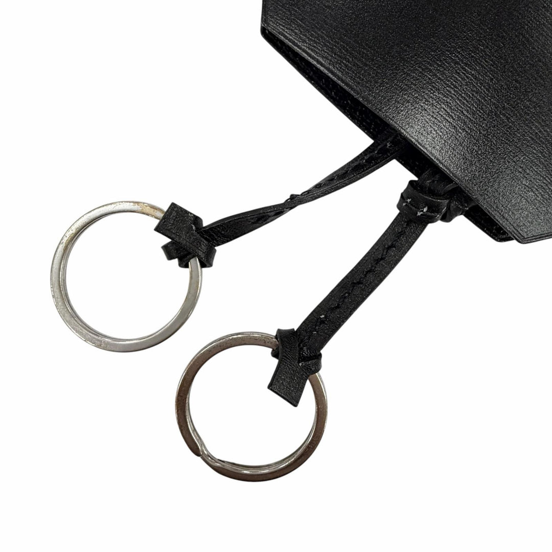 Excellent HERMES Necklace Margiela period leather clochette black Women