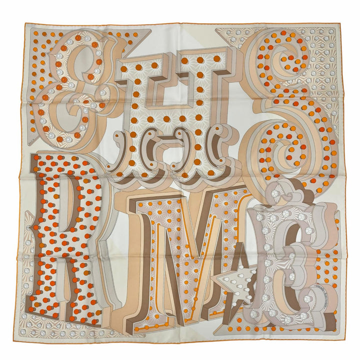 Excellent HERMES scarf ELECTRIQUE beige silk Women