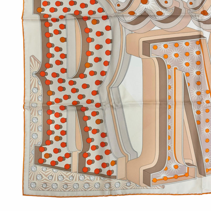 Excellent HERMES scarf ELECTRIQUE beige silk Women