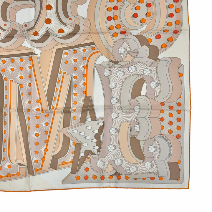 Excellent HERMES scarf ELECTRIQUE beige silk Women