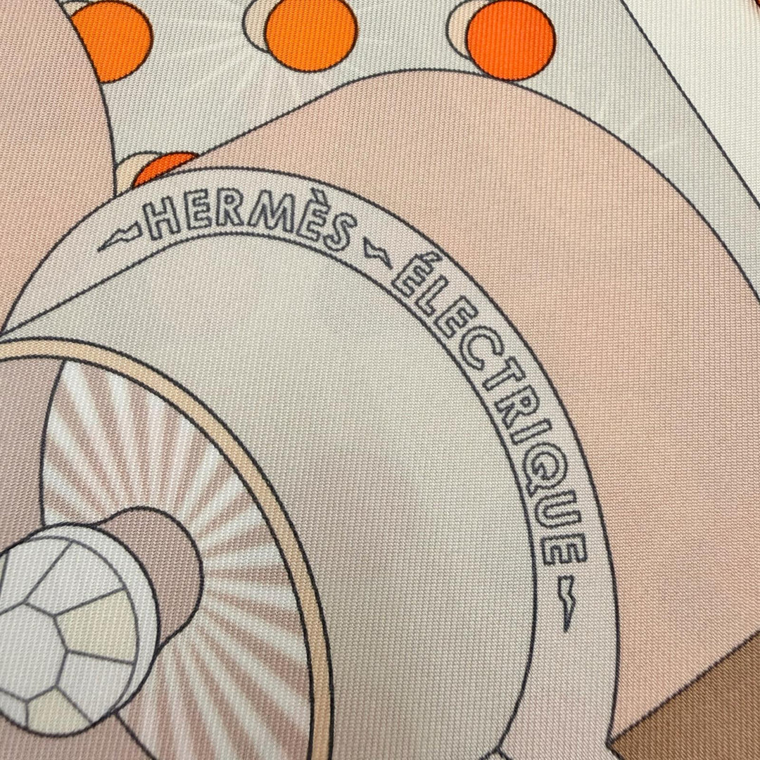 Excellent HERMES scarf ELECTRIQUE beige silk Women