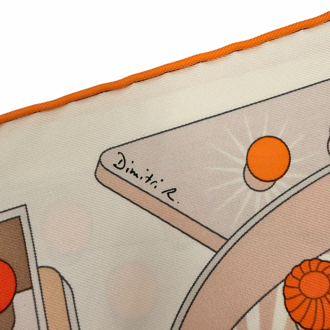 Excellent HERMES scarf ELECTRIQUE beige silk Women