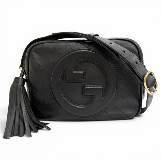 Great GUCCI Shoulder Bag Blondie Small fringed tassel leather black 742360