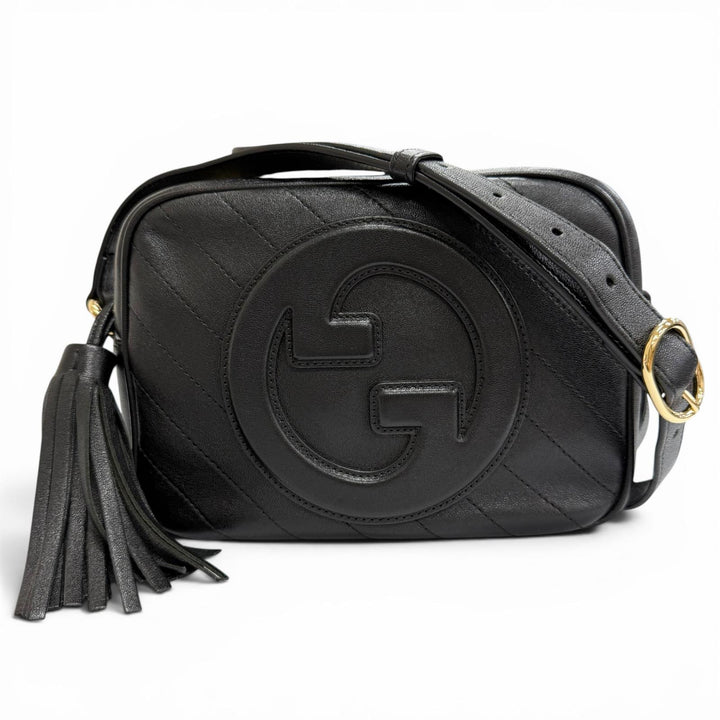 Great GUCCI Shoulder Bag Blondie Small fringed tassel leather black 742360