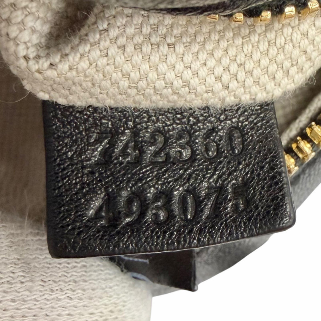 Great GUCCI Shoulder Bag Blondie Small fringed tassel leather black 742360
