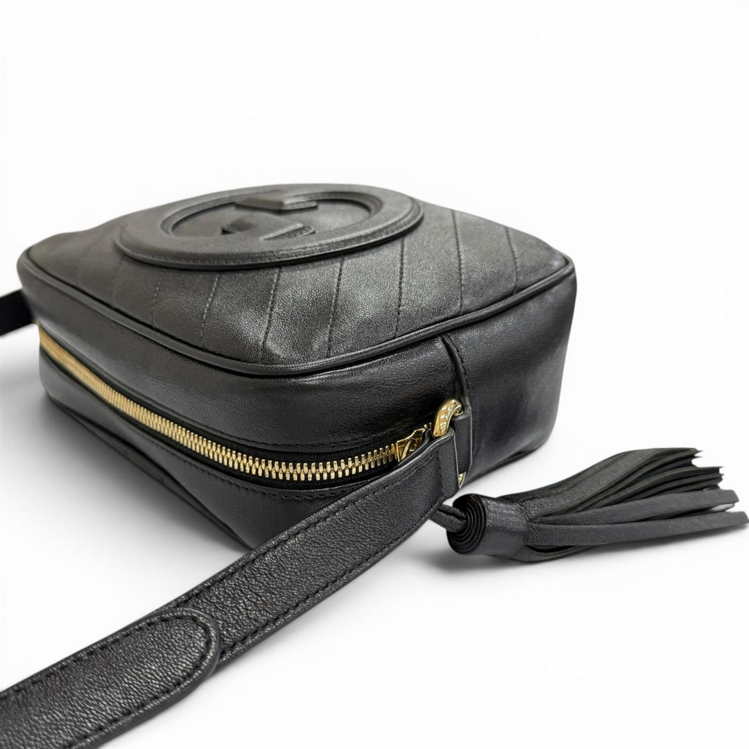 Great GUCCI Shoulder Bag Blondie Small fringed tassel leather black 742360
