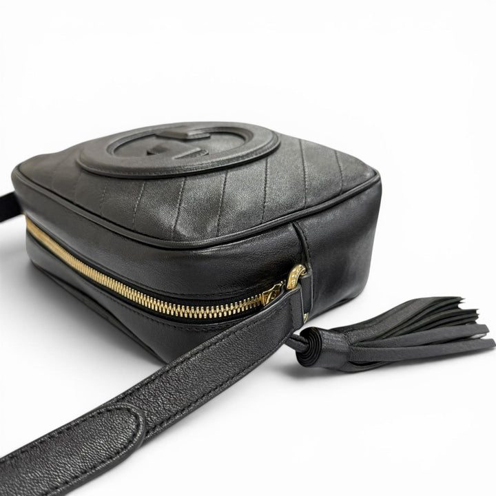 Great GUCCI Shoulder Bag Blondie Small fringed tassel leather black 742360