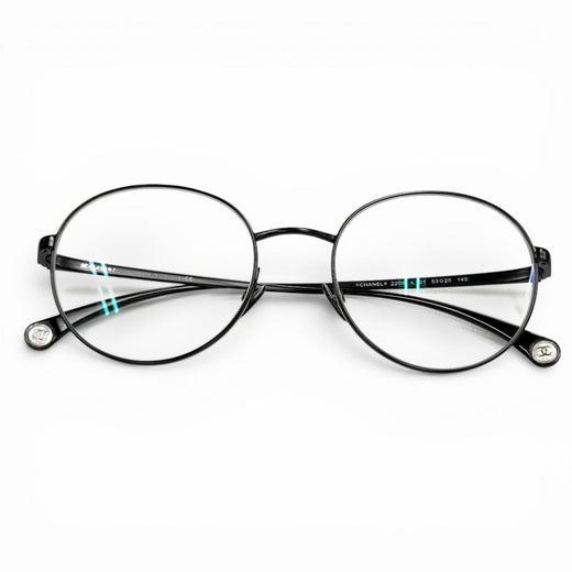Great CHANEL Glasses Oval Shape Optical COCO Mark with logo Matt black 2209