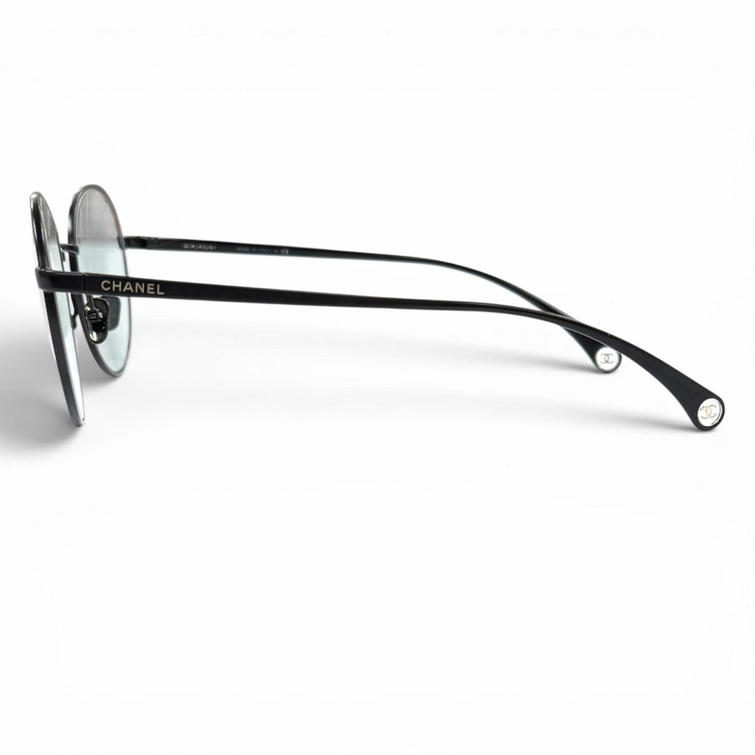 Great CHANEL Glasses Oval Shape Optical COCO Mark with logo Matt black 2209