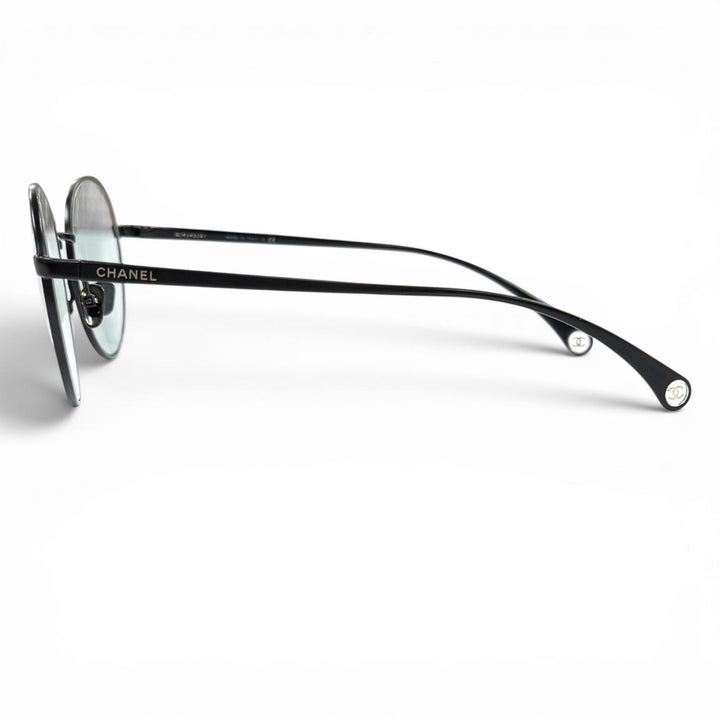 Great CHANEL Glasses Oval Shape Optical COCO Mark with logo Matt black 2209
