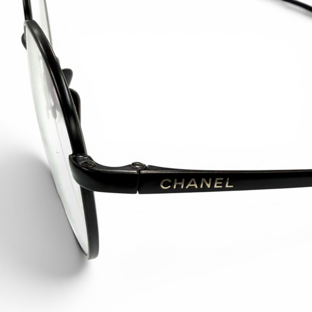 Great CHANEL Glasses Oval Shape Optical COCO Mark with logo Matt black 2209