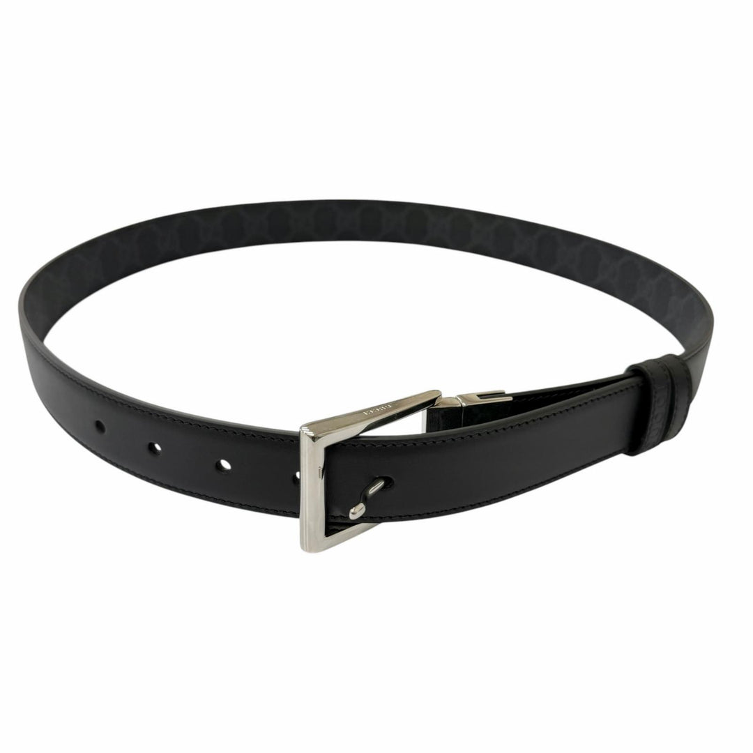 Pristine GUCCI belt Reversible with square buckle black leather mens 771105