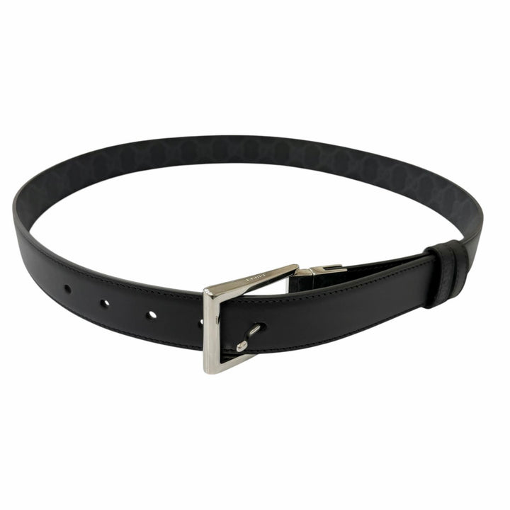 Pristine GUCCI belt Reversible with square buckle black leather mens 771105