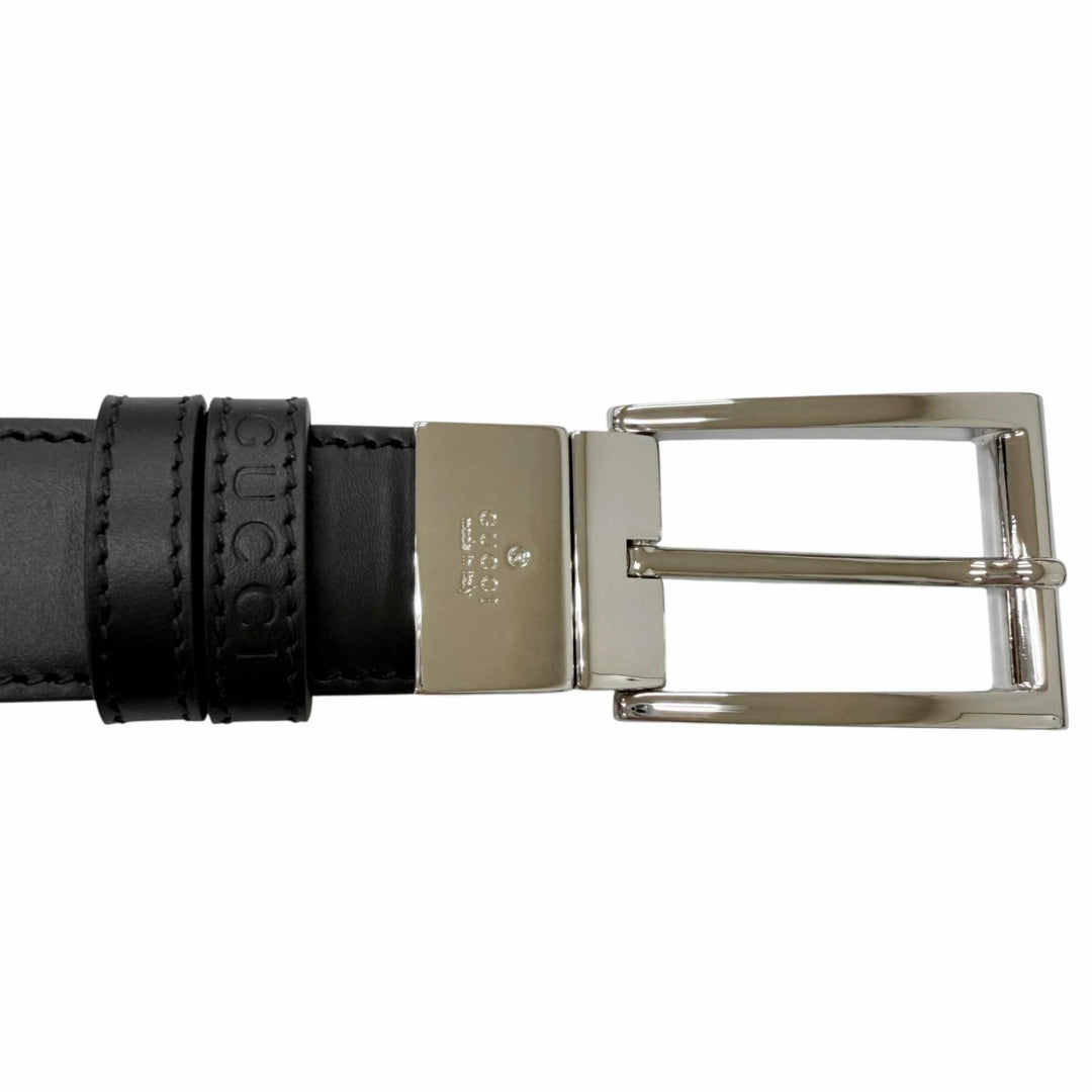 Pristine GUCCI belt Reversible with square buckle black leather mens 771105