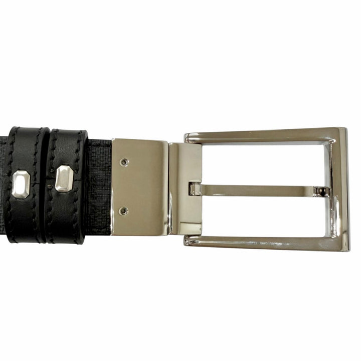 Pristine GUCCI belt Reversible with square buckle black leather mens 771105