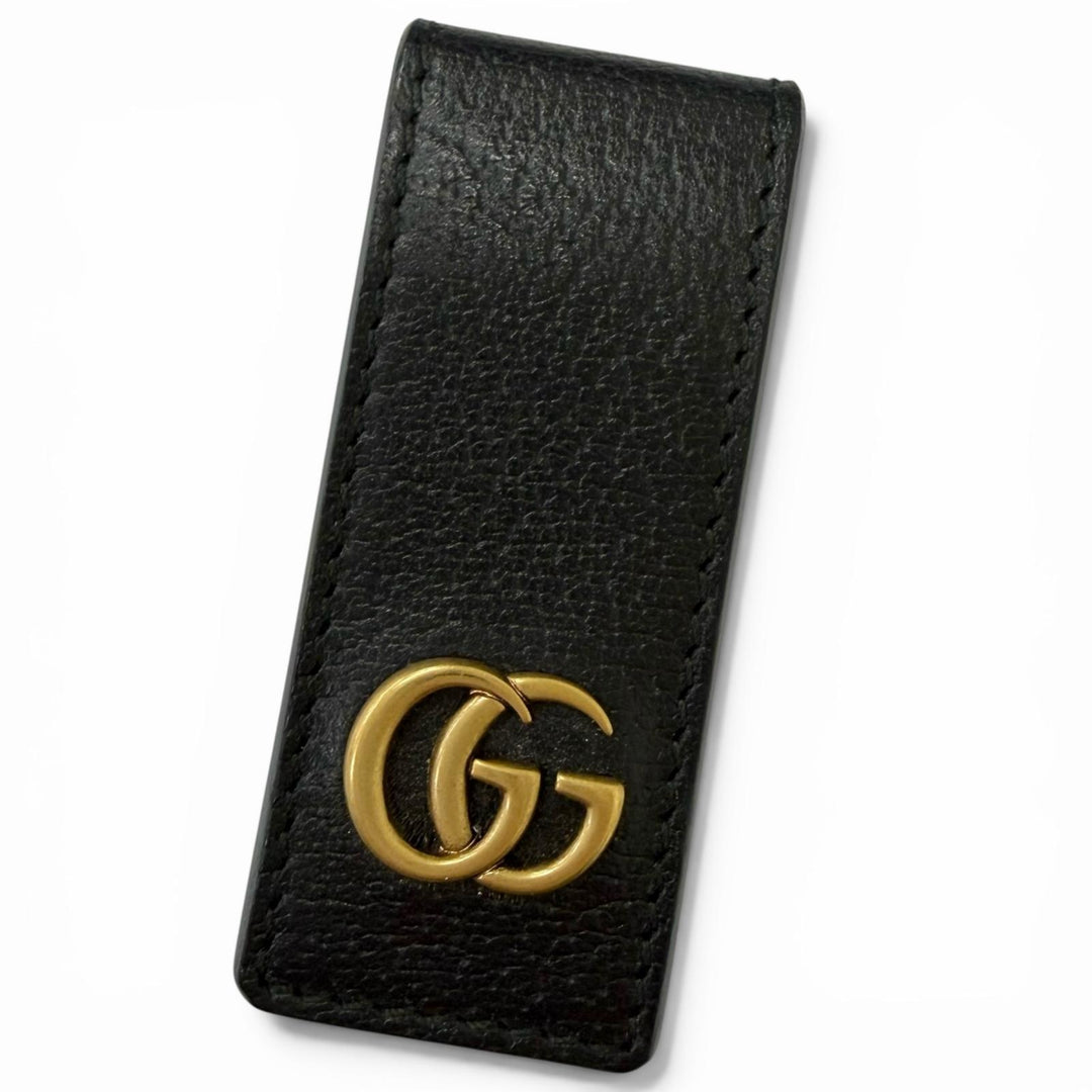 Great GUCCI Money clip GG Marmont Money Clip black leather mens 522885