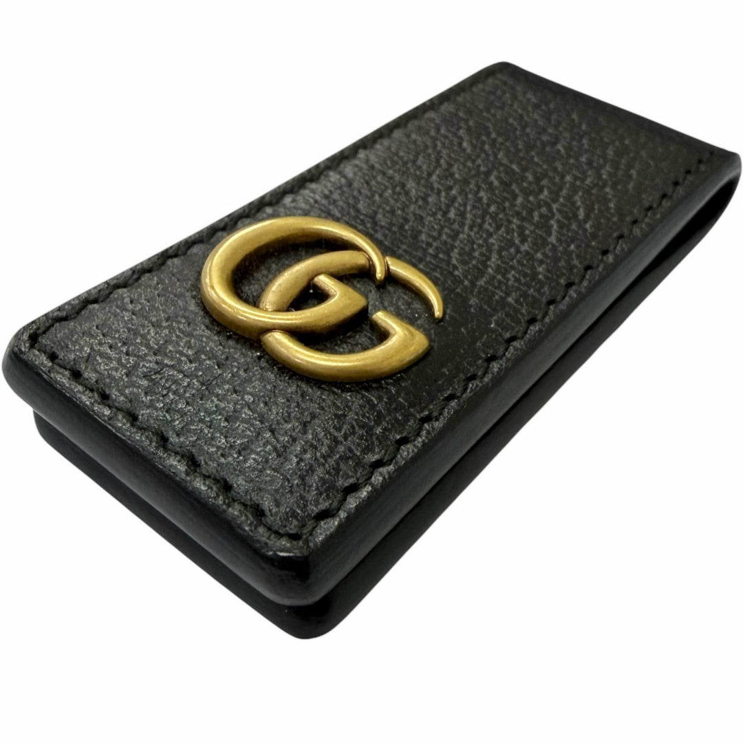 Great GUCCI Money clip GG Marmont Money Clip black leather mens 522885