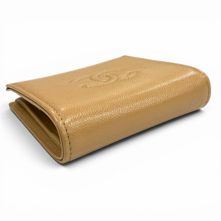 Pristine CHANEL Bifold Wallet Small Flap Wallet COCO Mark Caviar skin AP4656