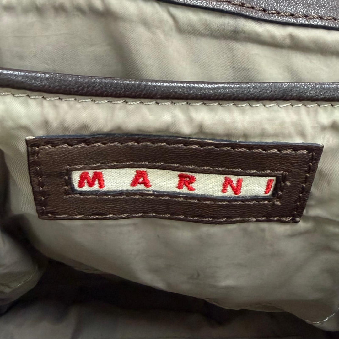 Great MARNI Shoulder Bag Logo Metal coin purse, leather Brown leather Women