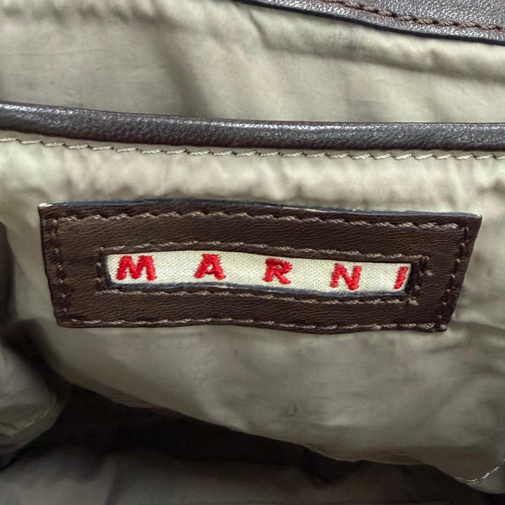 Great MARNI Shoulder Bag Logo Metal coin purse, leather Brown leather Women
