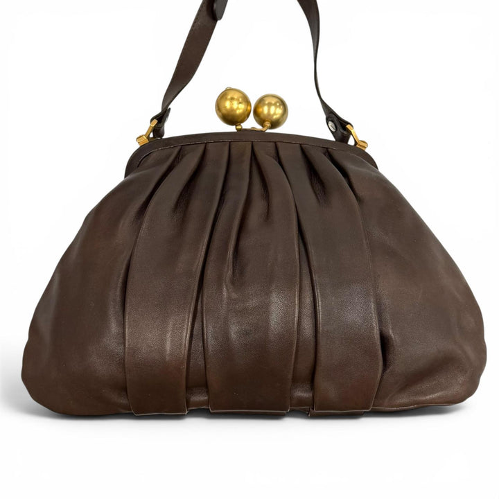 Great MARNI Shoulder Bag Logo Metal coin purse, leather Brown leather Women