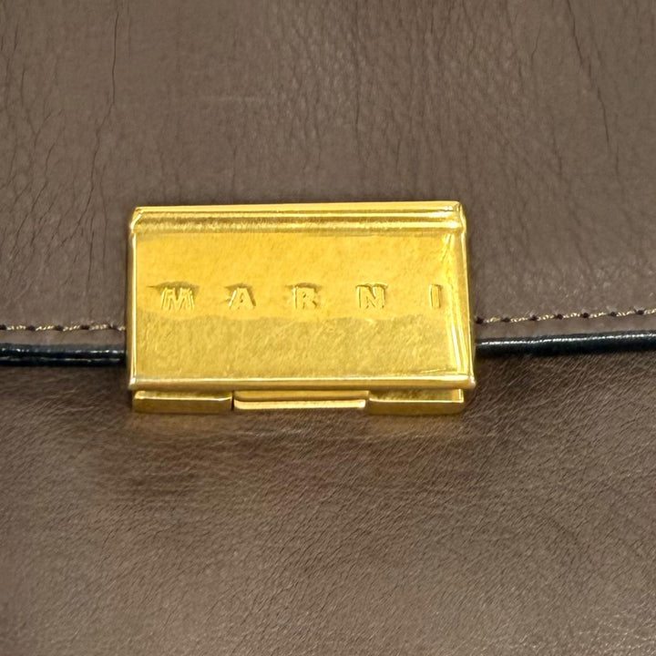 Great MARNI Shoulder Bag Logo Metal coin purse, leather Brown leather Women
