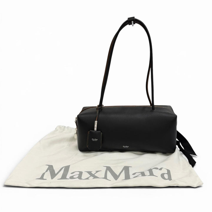 Excellent Max Mara Shoulder Bag Holdall String Calf Leather Double Handle Bag
