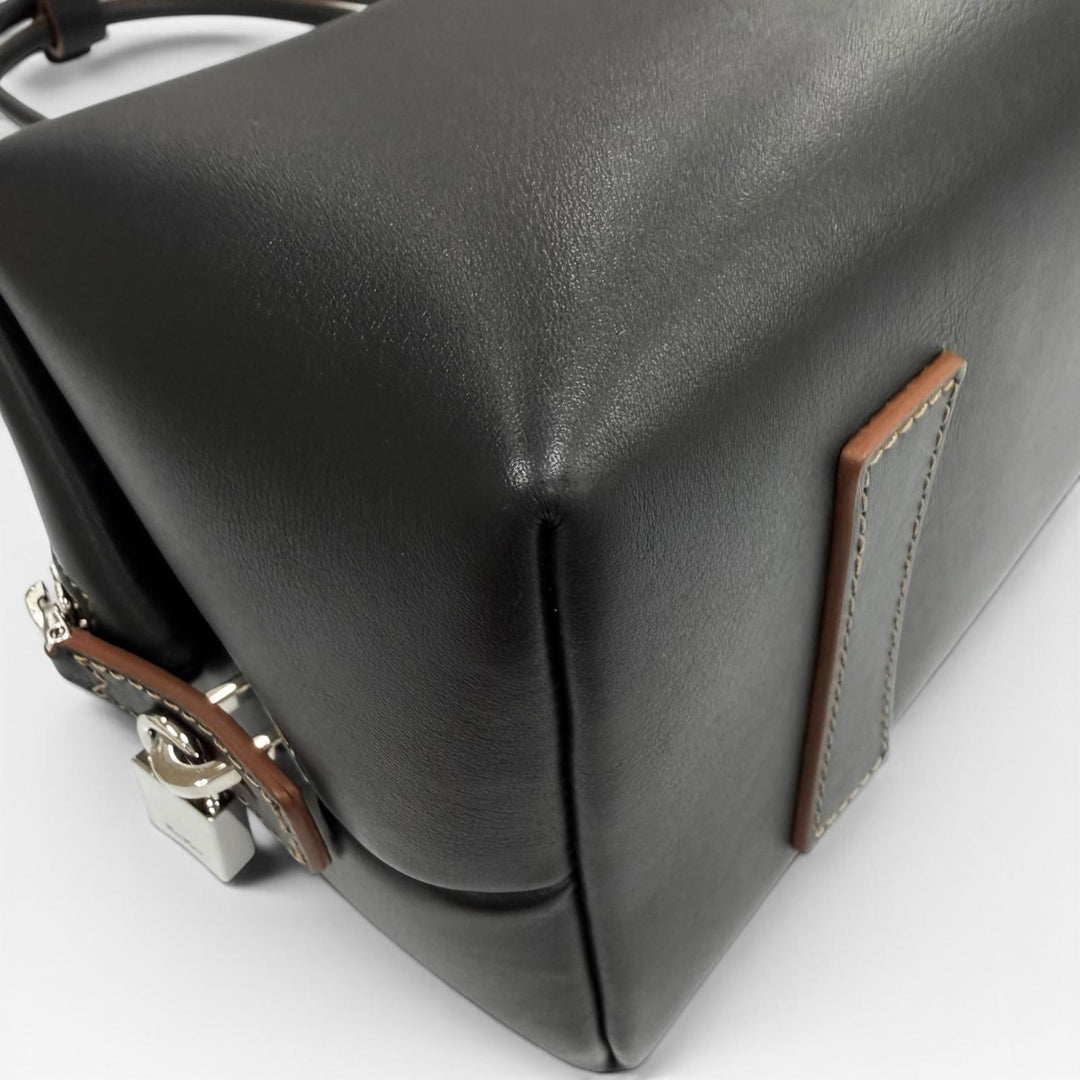 Excellent Max Mara Shoulder Bag Holdall String Calf Leather Double Handle Bag