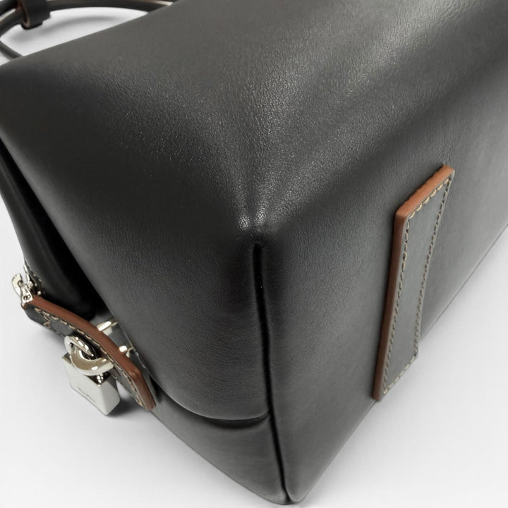 Excellent Max Mara Shoulder Bag Holdall String Calf Leather Double Handle Bag