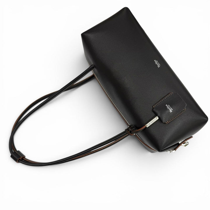 Excellent Max Mara Shoulder Bag Holdall String Calf Leather Double Handle Bag