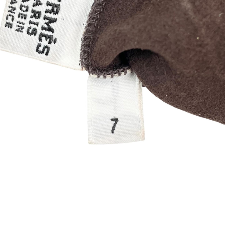 Excellent HERMES gloves Lambskin Perforated Gloves Dark brown lambskin Women 7
