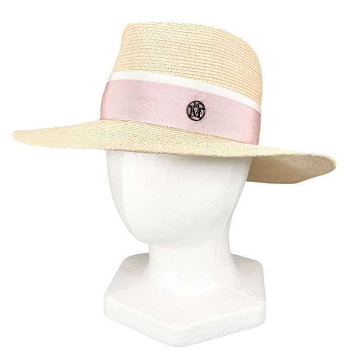 Excellent MAISON MICHEL hat M logo straw pink Hemp Women M