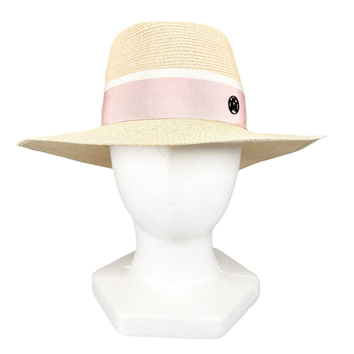 Excellent MAISON MICHEL hat M logo straw pink Hemp Women M