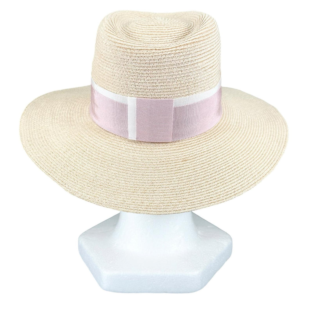 Excellent MAISON MICHEL hat M logo straw pink Hemp Women M