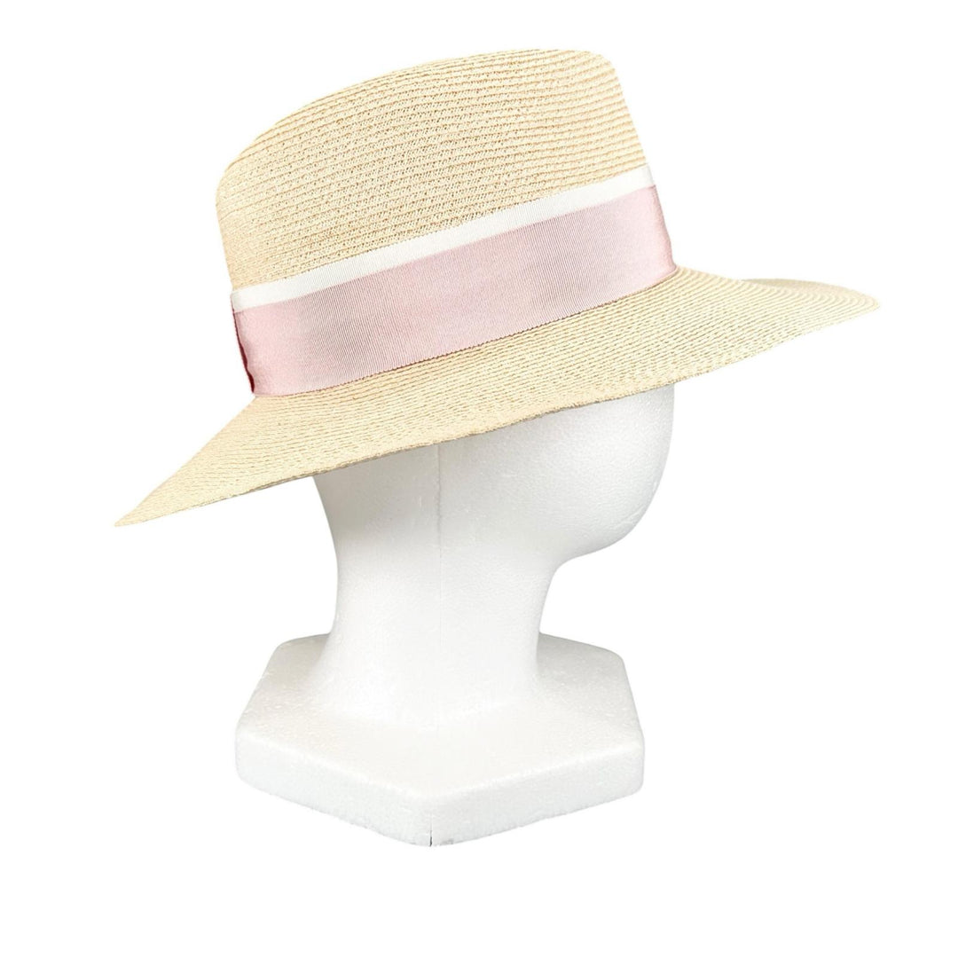 Excellent MAISON MICHEL hat M logo straw pink Hemp Women M