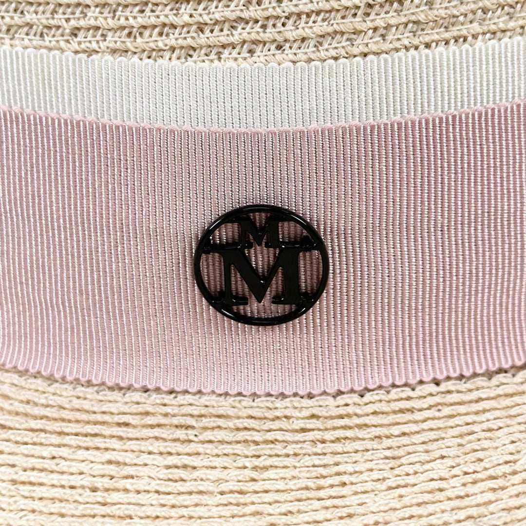 Excellent MAISON MICHEL hat M logo straw pink Hemp Women M